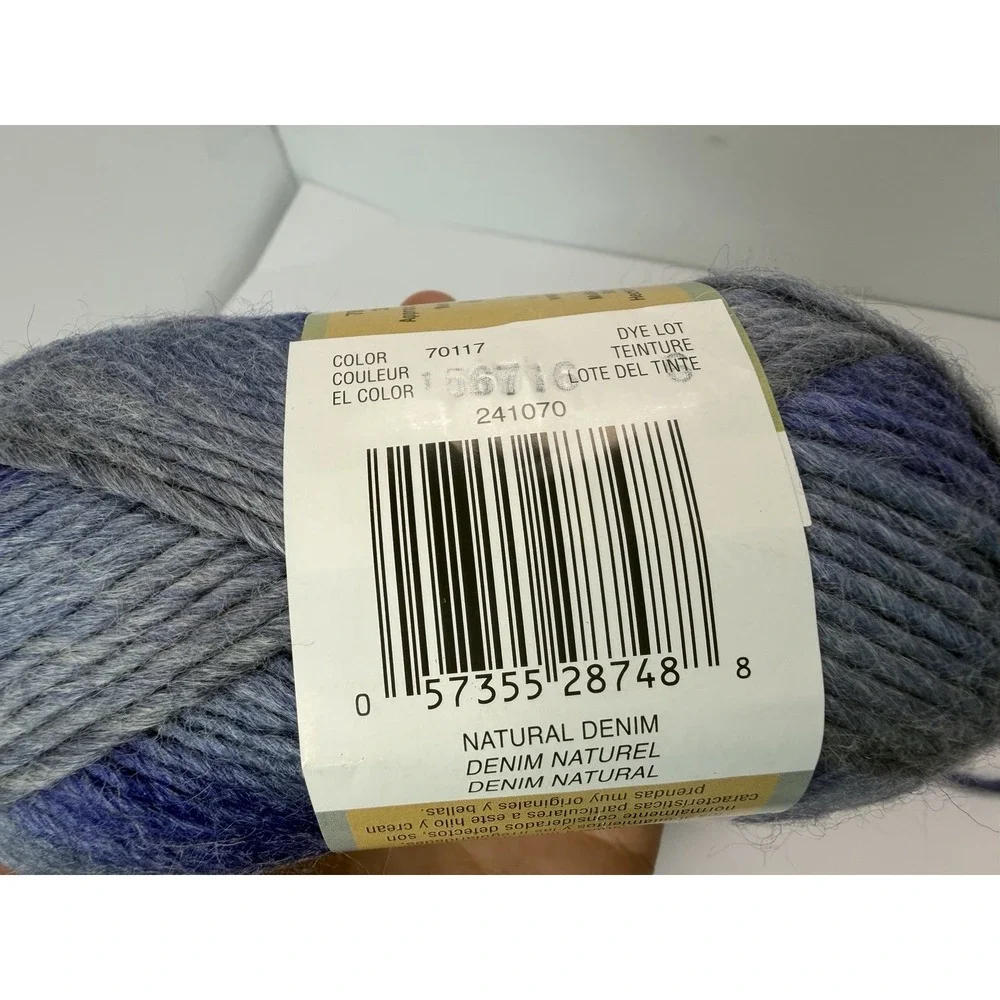 Patons SWS Yarn Natural Denim 70117 Soy Wool Stripes Lot Of 3 80g Each